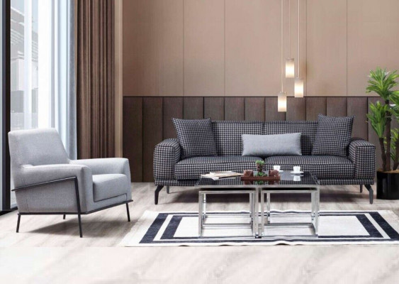 Polstersofa Komplette Canapé-Set Sofa-Set Gro Sëtz Stoffsofa