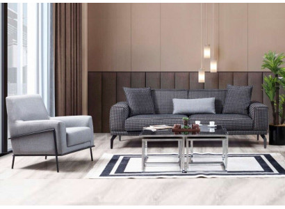 Polstersofa Komplette Canapé-Set Sofa-Set Gro Sëtz Stoffsofa