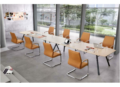 Büro Set 8x Konferenzstullen & Konferenztësch Komplettset Reuniounsdësch 9tlg.