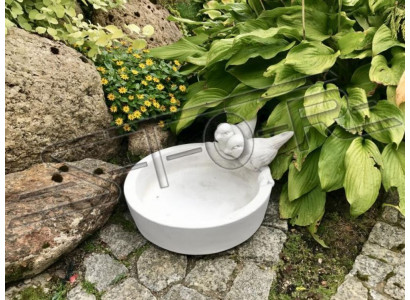 Dekor Vugel Waasserdrénken Skulptur Design Figur Statue Gaart Figuren Statuen