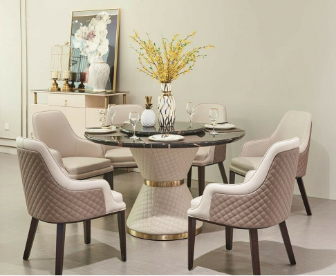 Design Holz Dësch Ronnen Iessdësch Rond Iessdëscher 130cm Luxus Klass Wunnzëmmer