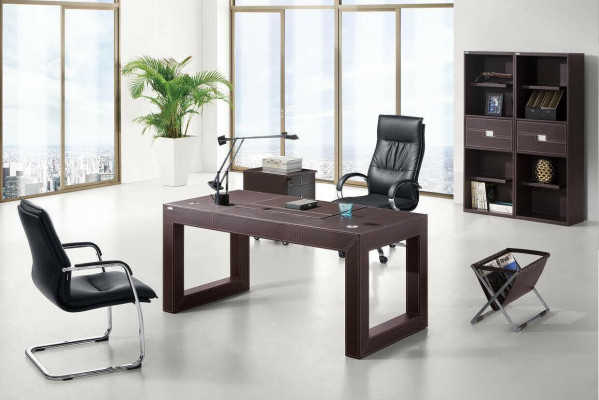 Design Luxus Miwwelen 2-Deeler, Büro Set Schreifdësch an Aktekascht Schranken