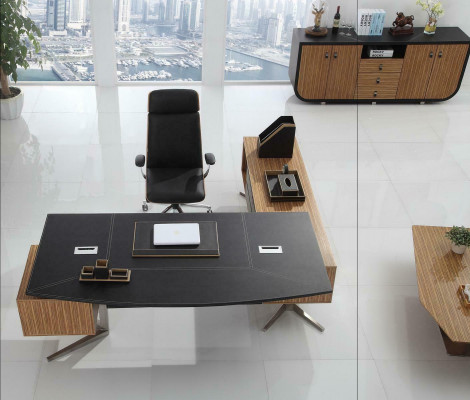 Designer Büro Schaffzëmmer Set Sesselle Dekor Eckbüroschreifdësch Komplett Set