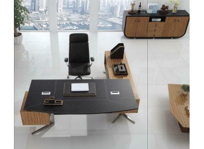 Designer Büro Schaffzëmmer Set Sesselle Dekor Eckbüroschreifdësch Komplett Set