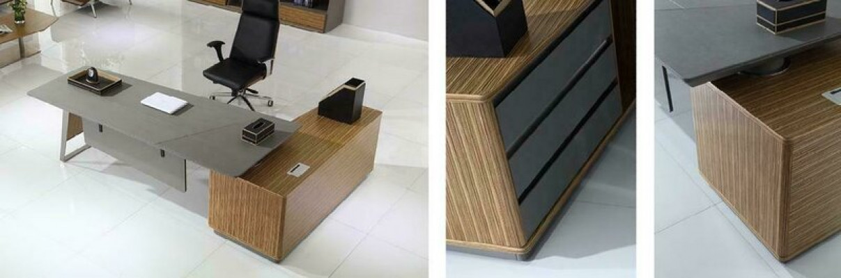 Designer Büro Aarbechtszëmmer Set Sessell Dësch Komplett Set Miwwelen 2 Stéck