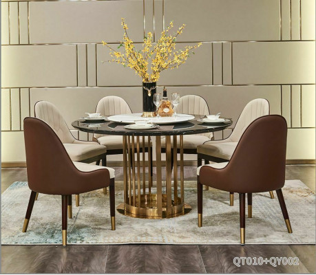 Edelstahl Iessdësch Rond Dësch Design Luxus Italienesch Miwwelen Rond
