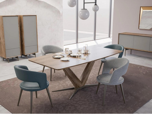 Iesszëmmer Set 9-deelzeg Iessdësch Komplett Still 4x Holz Säitebrett Nei Holzschaf