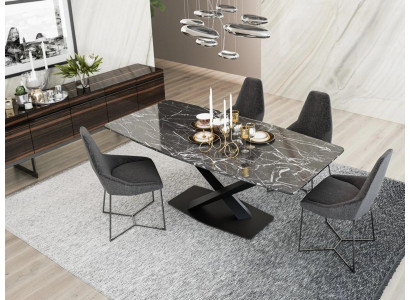 Iesszëmmer-Set Iessdësch 4x Still Luxus Dësch Design Komplett Holz Miwwelen