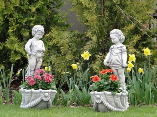 Skulptur Blummendëppen Planza Dekoratioun Dëppen Blummekréihen Skulptur Dekor Gaart