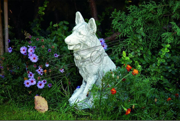 Gaart Dekoratioun Däitsche Schäferhond Terrass Steen Figuren Figur