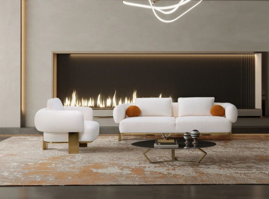 Sofagarnitur Komplett Couchgarnitur Wäiss Sëtzpolstersofa Stoffssofa