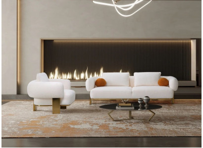 Sofagarnitur Komplett Couchgarnitur Wäiss Sëtzpolstersofa Stoffssofa