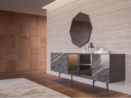 Luxus Iesssall Komplett Iessdësch 4x Stullen Ariichtung Säitenschaf mat Spigel