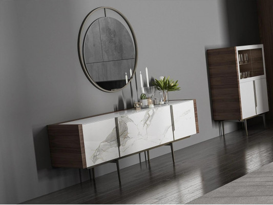 Luxus Iesszëmmer Modern Säitbord mat Spigel Design Ariichtung Nei