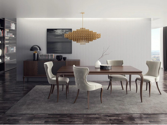Luxus Iesszëmmer Set 6-teilereg Nei Iessdësch 4x Still Ariichtung Sideboard