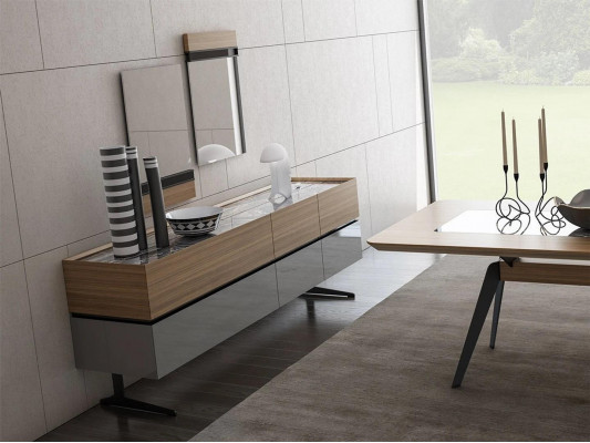Luxus Iesszëmmer Set 8-tlg Iessdësch Komplett Still Sideboard mat 2x Spigel Nei