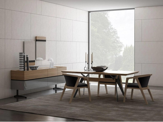 Luxus Iesszëmmer Set 8-tlg Iessdësch Komplett Still Sideboard mat 2x Spigel Nei