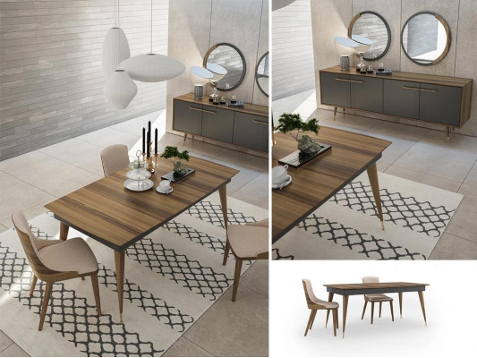 Luxus Iesszëmmer Set Iessdësch 4x Still Luxus Kredenz mat 2x Spigel Nei Set