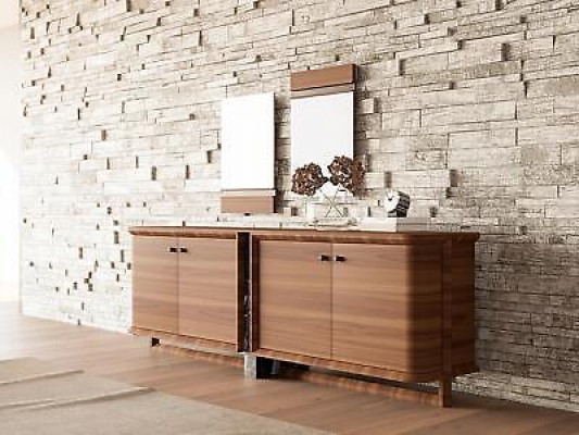 Luxus Komplett Sideboard mat 2x Spigel Design Holzschaf Iesszëmmer Miwwelen