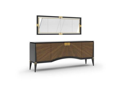 Luxus Set Iesszëmmer-Sideboard mat Spigel Design Modern Miwwelen Nei