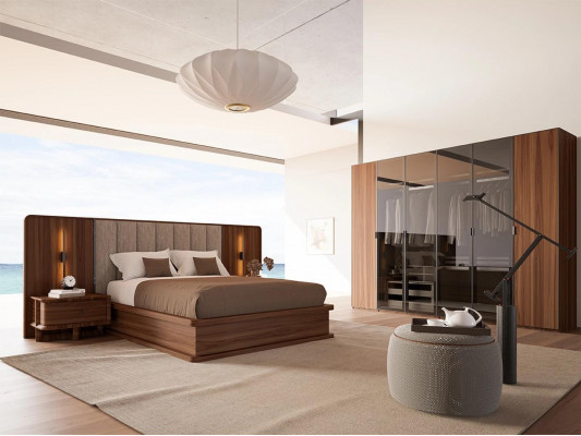 Luxus Set Schlofzëmmer Komplett Duebel Bett 2x Nuetsdëscher Modern Nei