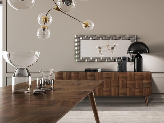 Luxus Sideboard mat Spigel Iesszëmmer Komplett Ariichtung Design Miwwelen