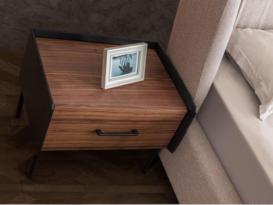 Modern beige duebelt Bett Schlofzëmmer Set 2x Nuetsdëscher Luxus Nei Miwwelen