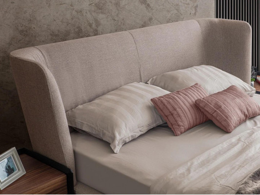 Modern beige duebelt Bett Schlofzëmmer Set 2x Nuetsdëscher Luxus Nei Miwwelen