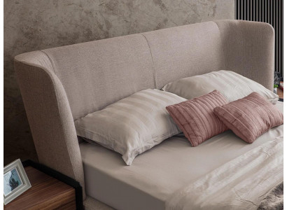 Modern beige duebelt Bett Schlofzëmmer Set 2x Nuetsdëscher Luxus Nei Miwwelen