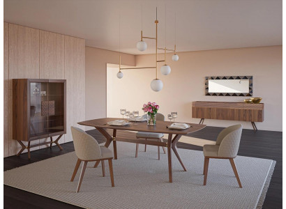 Modern Design Iesszëmmer Komplett Iessdësch 4x Still Luxus Sideboard Nei Vitrin