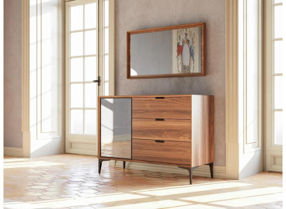 Modernen Designmiwwelen Schlofkummer Braun Kommode mat Spigel Luxus
