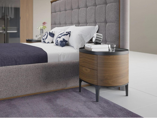 Schlofkummer Luxus Set 4tlg Bett 2x Nuetsdëscher Design Bänk Modern Miwwelen