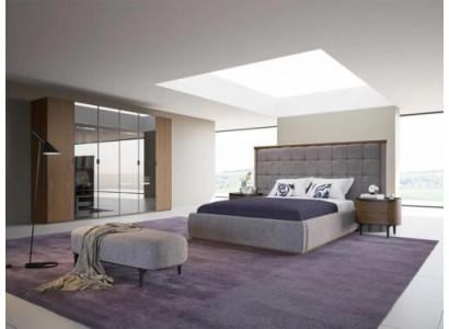 Schlofkummer Luxus Set 4tlg Bett 2x Nuetsdëscher Design Bänk Modern Miwwelen
