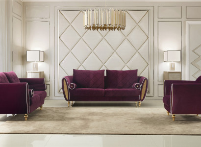 Sofa 3-Sëtzer Sofas Canapé Polster Garnitur Metall Design Modern Couchen