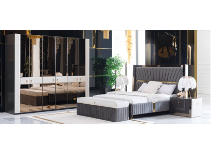 Schlofkummer Komplett Set Bett Nofschrëfft Hocker 5tlg Design Holz Miwwel Sets Nei