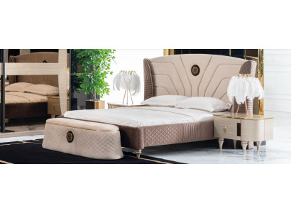 Bett Duebelbett Hotel Bettkummer Duebel Holz Miwwelen Bett Polster Luxusdëschign