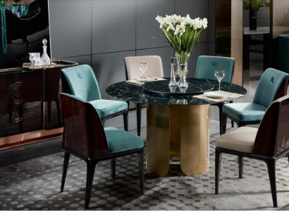 Stull Set Iesszëmmer Hellblo Stull 4x Lehnstull Modern Design Miwwel Luxus Still