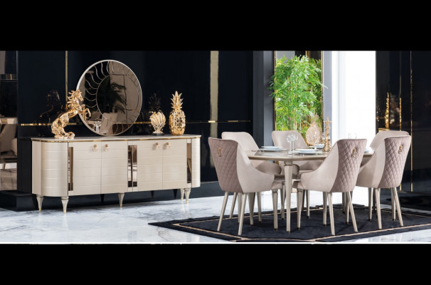 Komplett Iesszëmmer Kommoden Dësch 6x Still Kommode Spigel Set Garnitur Nei