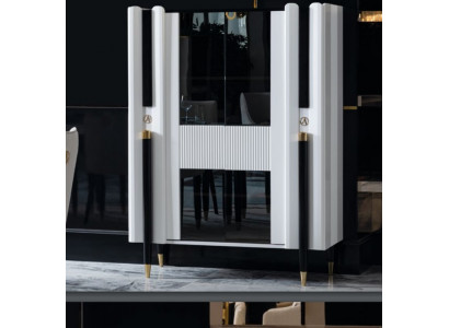 Iesszëmmer Kommode Holzschief Schiefmieren Miwwelen Wunnzëmmer Kommode Glas Schaf Vitrine