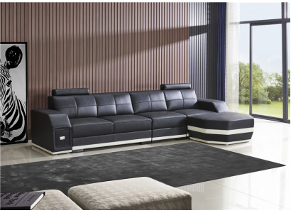 Ledersofa Wunnlandschaft Eck Garnitur Design Modern L-Form Ecksofa