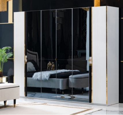 Kleederstuerm Miwwel Schaf Italienesche Stil Luxus Schief Schlofkummer Gold