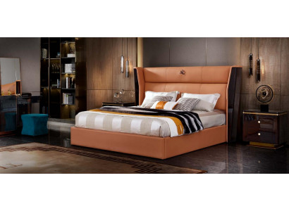 Bett Lieder Orange Schlofzëmmer Kreativ Modern Design Miwwelen Holz Luxus Better