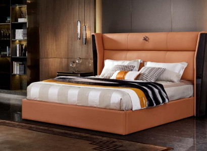 Bett Lieder Orange Schlofzëmmer Kreativ Modern Design Miwwelen Holz Luxus Better