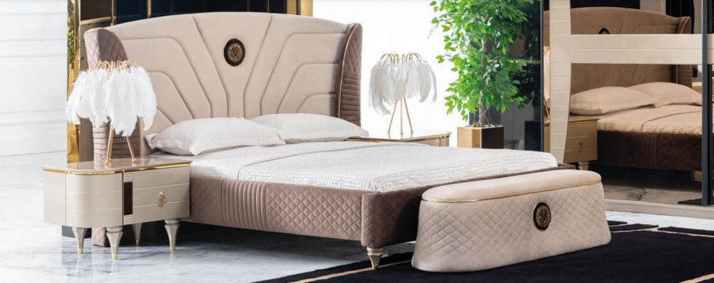 Schlofkummer Duebelbett 160x200cm Luxusbett 2x Nuetsdësch 3tlg. Set Better Neien