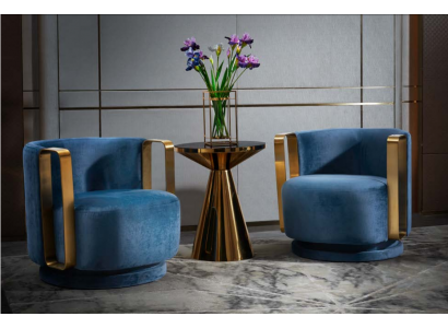 Fotell Blo Luxus Stoff Textil Wunnzëmmer Nei Kreativ Modern Design