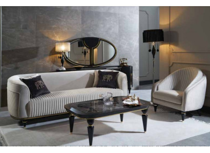 Canapé-Set 3+1 Sëtzer Beistellzëmmer Textil Set Design Modern 3-Teile Moebel Nei