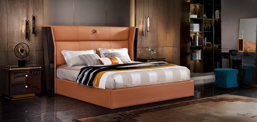 Liederbett Schlofzëmmer Miwwelen Design Grupp 3tlg. Set 2x Nuetsdëscher