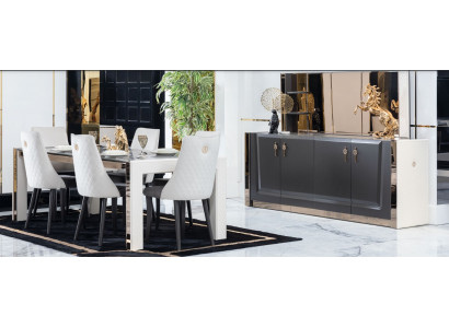 Iesszëmmer Garnitur Dësch 6x Stull Kommode Spigel Italieneschen Stil Grupp Nei