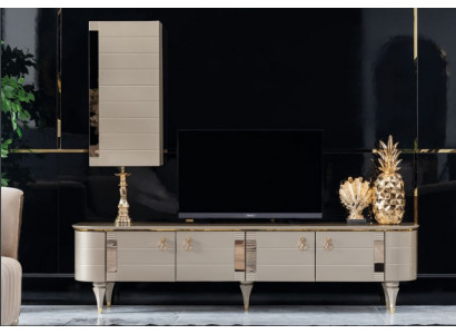 Säitbriet Schief Mauer Modern tv Holz Garnitur Set Miwwelen Wunnwand Vitrin rtv