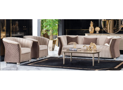 Këssen Garnitur Sofas Canapé Designer Sofagarnitur 3+1+1 Sëtzer Stoff Couchen